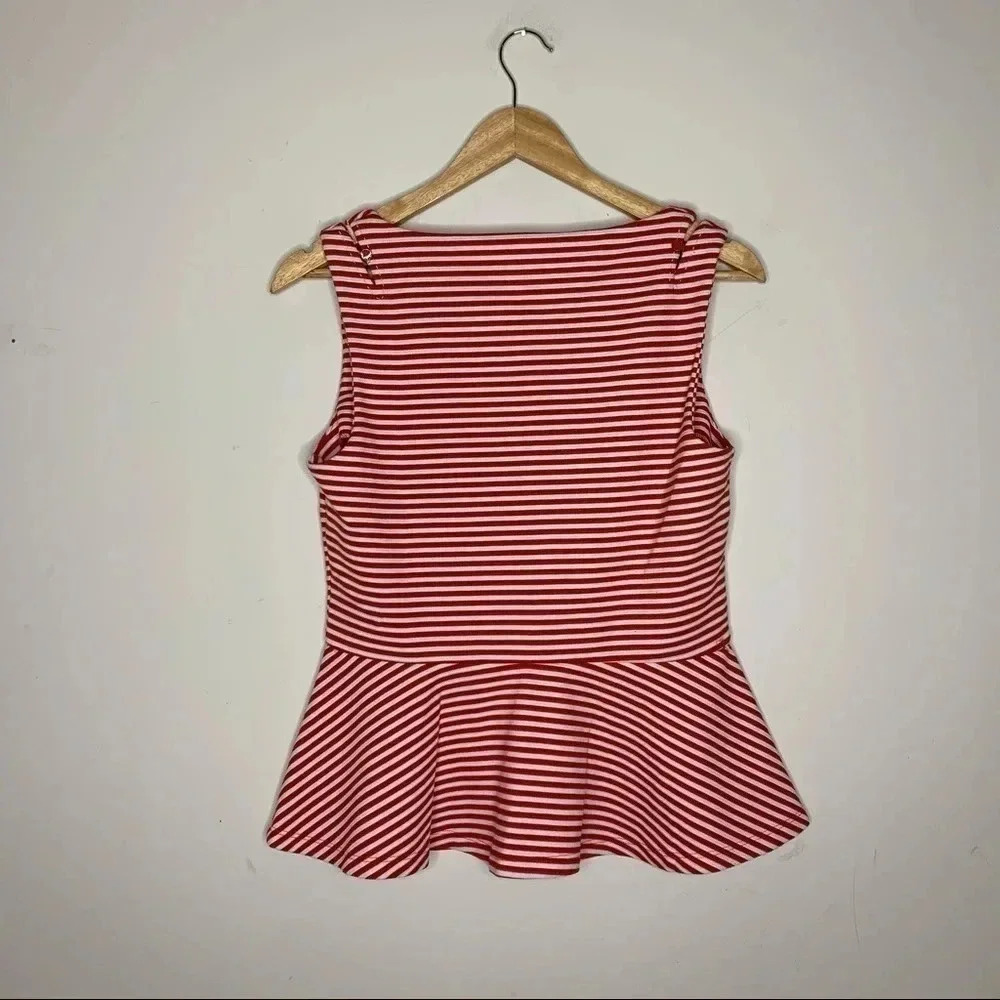 Anthropologie Red and White Striped Peplum Blouse - Picture 8 of 8